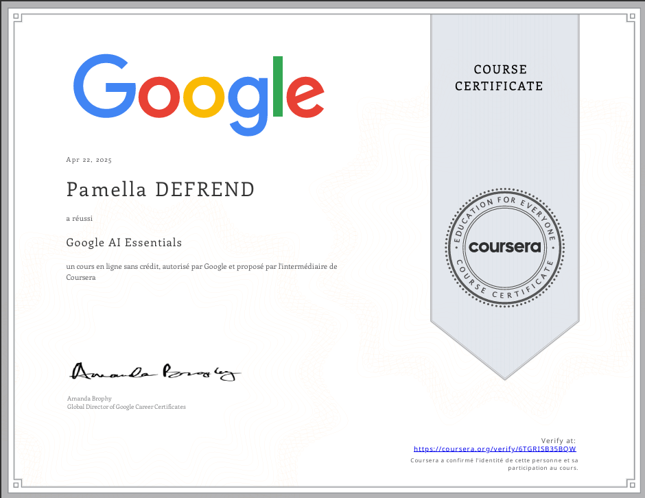 Certification Google AI Essentials